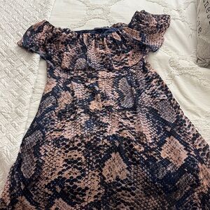 Elegant Snake Print Midi Dress